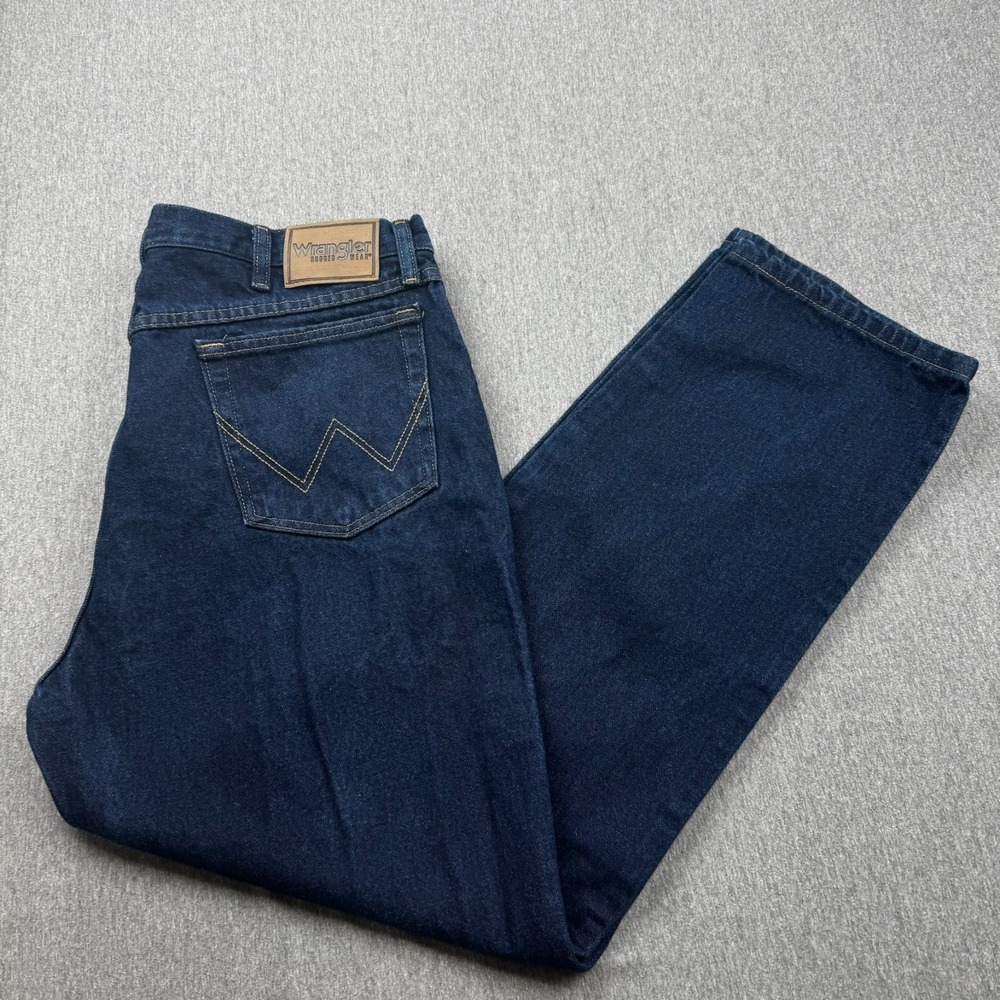 Wrangler Rugged Wear Classic‎ Fit Dark Wash Jeans Mens 36x31 Blue Denim Pants